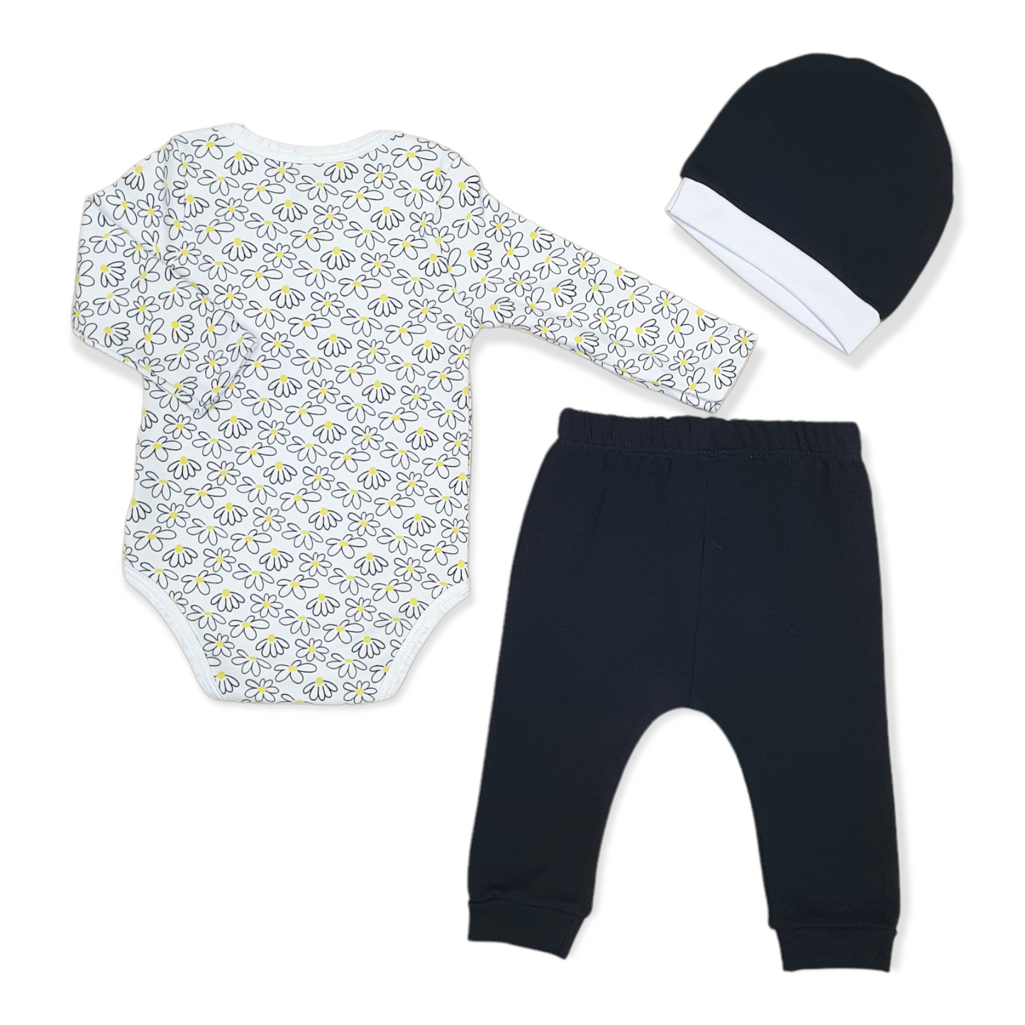 Flowers and Rabbit Baby Girl Body with Pants and Cap