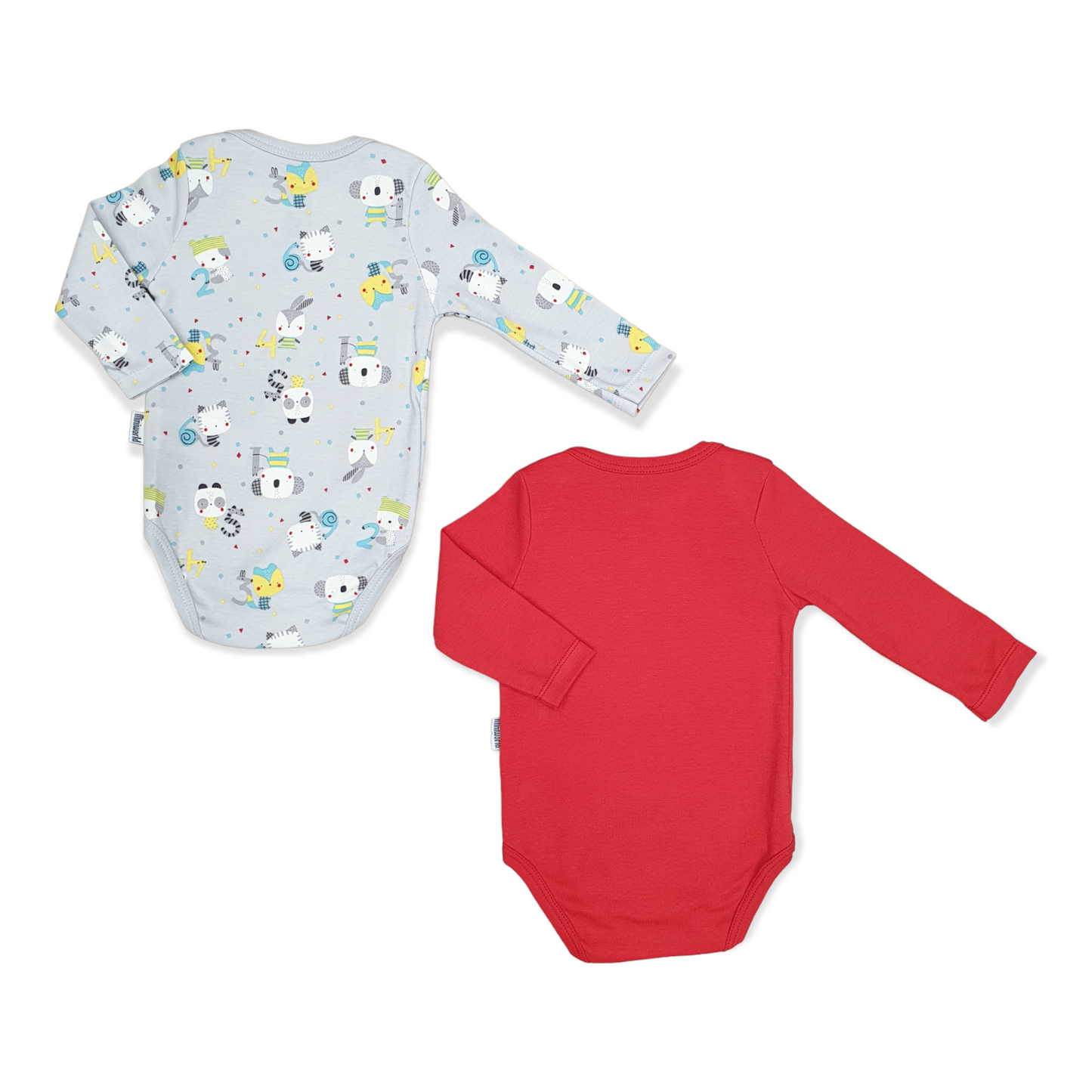 2pcs Red Lets Play Together Unisex Body-Animals, Body, Bodysuit, Boy, Cat, catboy, catgirl, Cats, catunisex, Creeper, Girl, Grey, Long Sleeve, Numbers, Onesie, Panda, Play, Rabbit, Red, Together, Unisex-Miniworld-[Too Twee]-[Tootwee]-[baby]-[newborn]-[clothes]-[essentials]-[toys]-[Lebanon]
