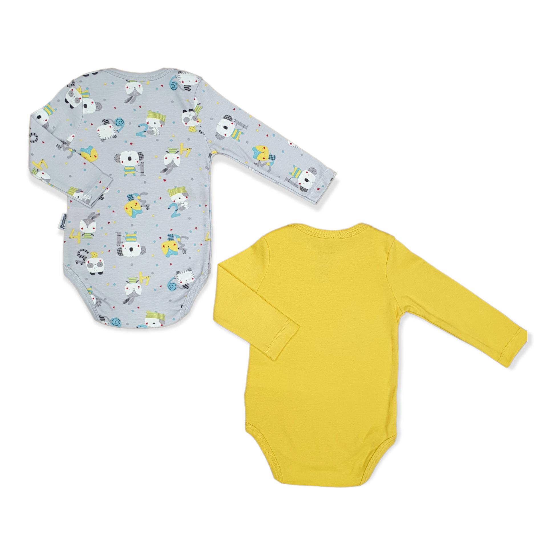 2pcs Yellow Lets Play Together Unisex Body-Animals, Body, Bodysuit, Boy, Cat, catboy, catgirl, Cats, catunisex, Creeper, Girl, Grey, Long Sleeve, Numbers, Onesie, Panda, Play, Rabbit, Together, Unisex, Yellow-Miniworld-[Too Twee]-[Tootwee]-[baby]-[newborn]-[clothes]-[essentials]-[toys]-[Lebanon]