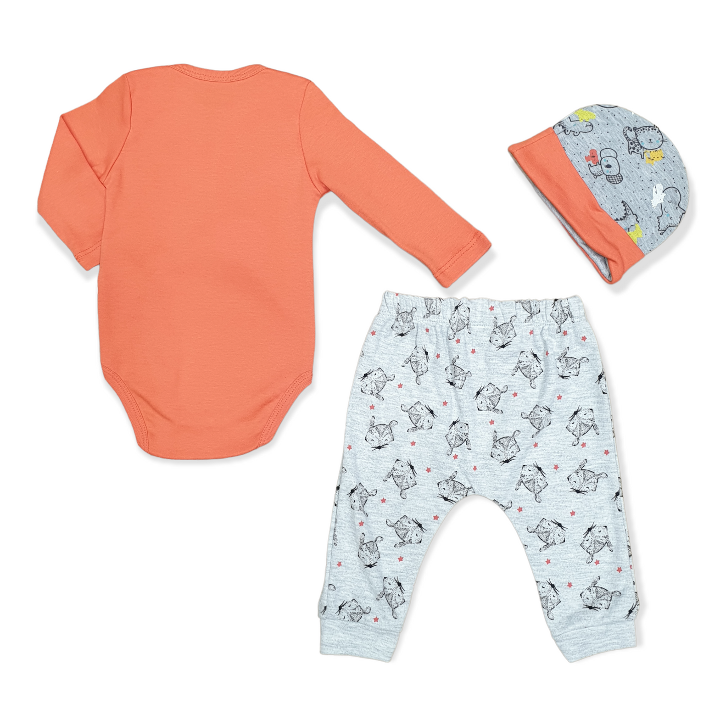 Orange Little Families Unisex Body with Pants and Cap