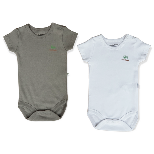 Organic Cotton 2pcs Unisex Basic Body-Basic, Body, Bodysuit, Boy, catboy, catgirl, catunisex, Creeper, Girl, Grey, Onesie, Organic, Short Sleeve, Unisex, White-BabyCosy-[Too Twee]-[Tootwee]-[baby]-[newborn]-[clothes]-[essentials]-[toys]-[Lebanon]