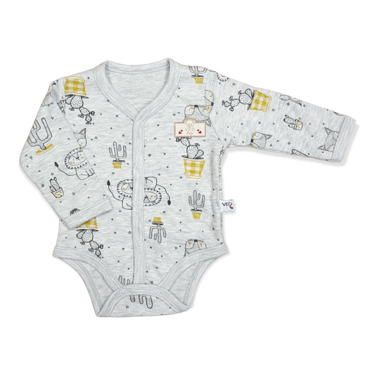 Animals and Cactus Unisex Body-Body, Bodysuit, Boy, Cactus, catboy, catgirl, catunisex, Creeper, Fox, Girl, Grey, Lion, Long Sleeve, Onesie, Unisex, Yellow-VEO-[Too Twee]-[Tootwee]-[baby]-[newborn]-[clothes]-[essentials]-[toys]-[Lebanon]