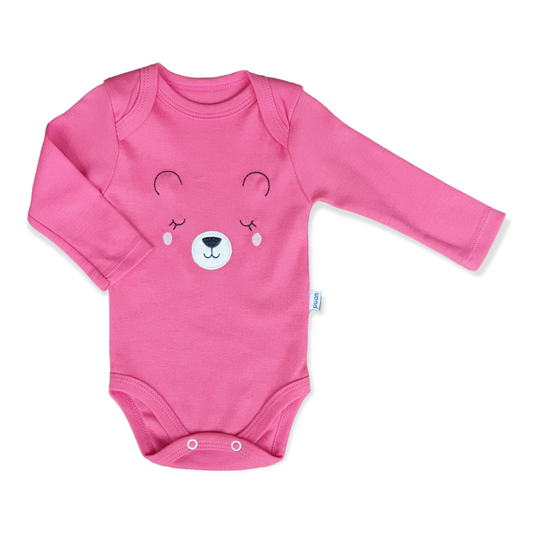 Sleepy Bear Face Baby Girl Body-Bear, Body, Bodysuit, catgirl, Creeper, Girl, Long Sleeve, Onesie, Pink, Shy, Sleepy, Smile-Puan Baby-[Too Twee]-[Tootwee]-[baby]-[newborn]-[clothes]-[essentials]-[toys]-[Lebanon]