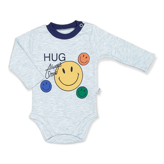 Always Smile Baby Boy Body-Blue, Body, Bodysuit, Boy, catboy, Creeper, Green, Grey, Hug, Long Sleeve, Onesie, Orange, Smile, Smiley, Yellow-Puan Baby-[Too Twee]-[Tootwee]-[baby]-[newborn]-[clothes]-[essentials]-[toys]-[Lebanon]