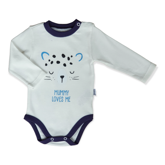 White Mummy Loves Me Unisex Body-Blue, Body, Bodysuit, Boy, catboy, catgirl, catunisex, Creeper, Long Sleeve, Loves, Me, Mom, Mum, Mummy, Navy, Onesie, Tiger, White-Puan Baby-[Too Twee]-[Tootwee]-[baby]-[newborn]-[clothes]-[essentials]-[toys]-[Lebanon]