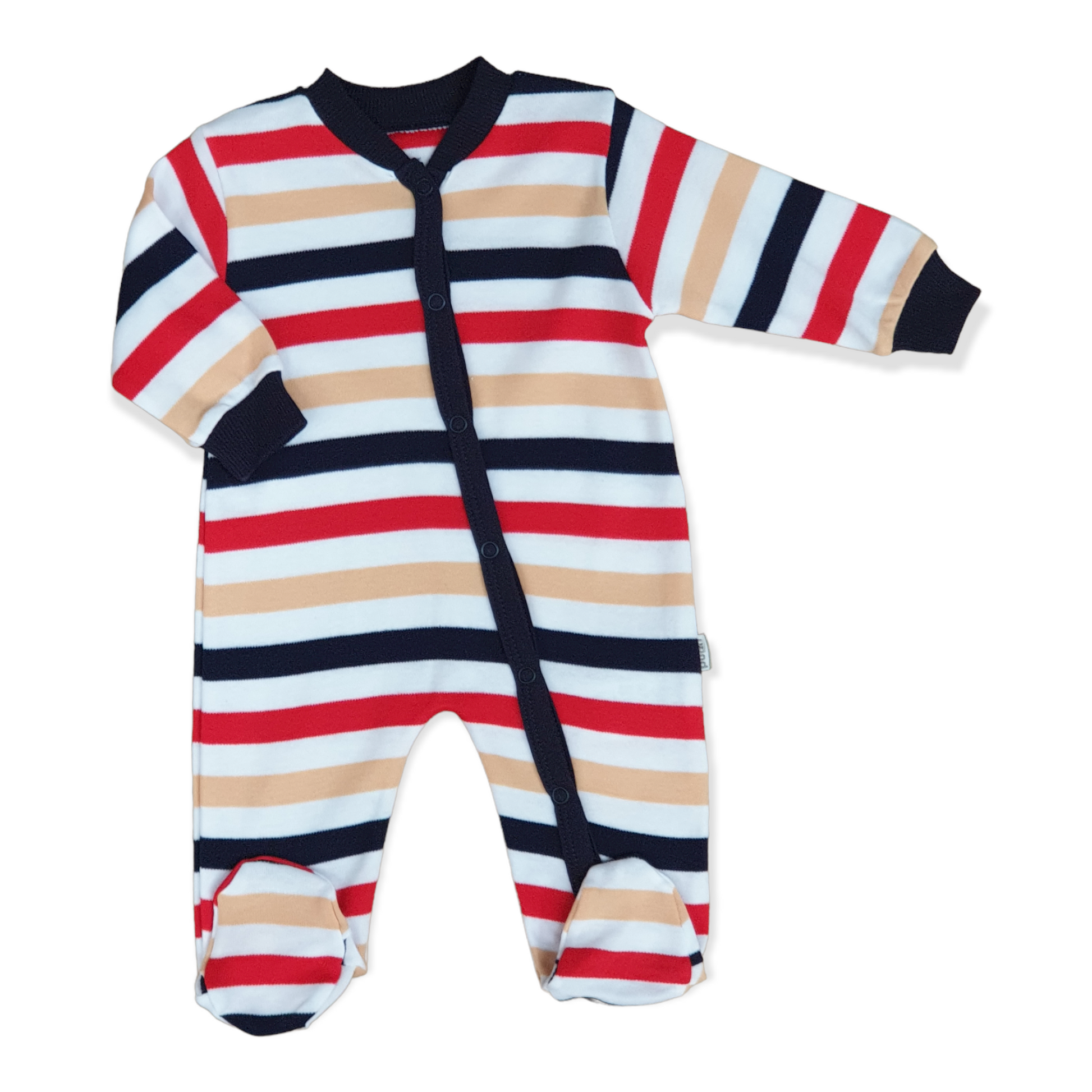 Puanbaby - Long Sleeve Colored Stripes Baby Boy Jumpsuit