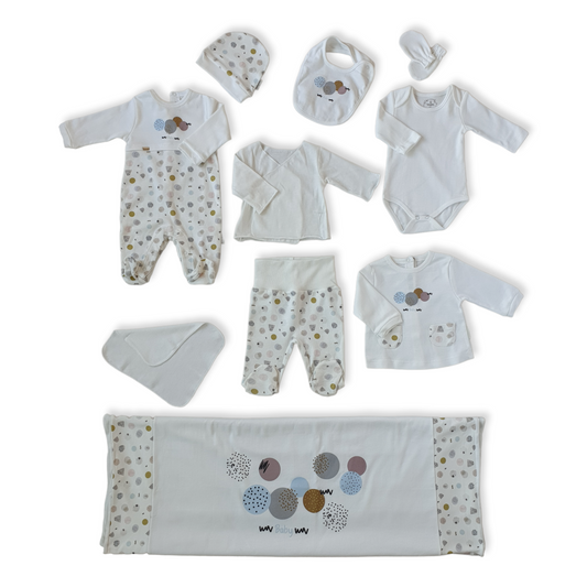 Newborn Baby White 10pc Hospital Set-Boy, cathos10pcs, Cathosset, Girl, Hospital, Long sleeve, Newborn, Set, Unisex, White-Babydola-[Too Twee]-[Tootwee]-[baby]-[newborn]-[clothes]-[essentials]-[toys]-[Lebanon]