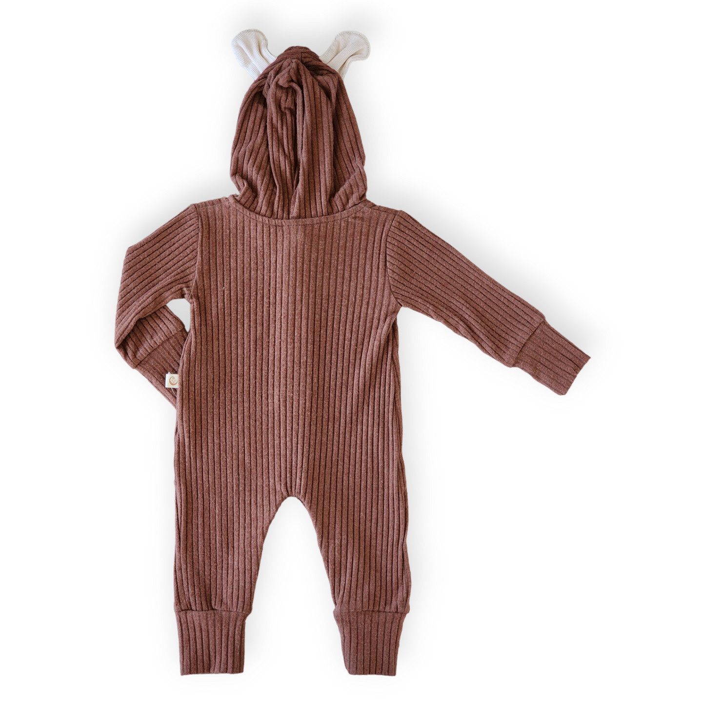 Brown Basic Jumpsuit with Ears on Hoodie-Basic, Boy, Brown, catboy, catgirl, catunisex, Ears, FW23, Girl, Hoodie, Jumpsuit, Long Sleeve, Unfooted, Unisex-Divonette-[Too Twee]-[Tootwee]-[baby]-[newborn]-[clothes]-[essentials]-[toys]-[Lebanon]