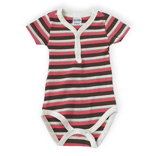Striped Multicolor Baby Girl Body-Body, Bodysuit, Catgirl, Creeper, Girl, Onesie, Pink, Short Sleeve, SS23, Striped, White-Fuar Baby-[Too Twee]-[Tootwee]-[baby]-[newborn]-[clothes]-[essentials]-[toys]-[Lebanon]