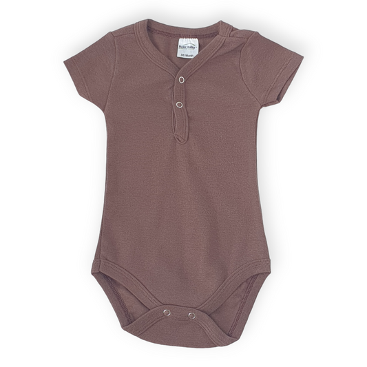 Brown Basic Unisex Body-Basic, Body, Bodysuit, Boy, Brown, Catboy, Catgirl, Catunisex, Creeper, Girl, Onesie, Plain, Short Sleeve, Simple, SS23-Fuar Baby-[Too Twee]-[Tootwee]-[baby]-[newborn]-[clothes]-[essentials]-[toys]-[Lebanon]