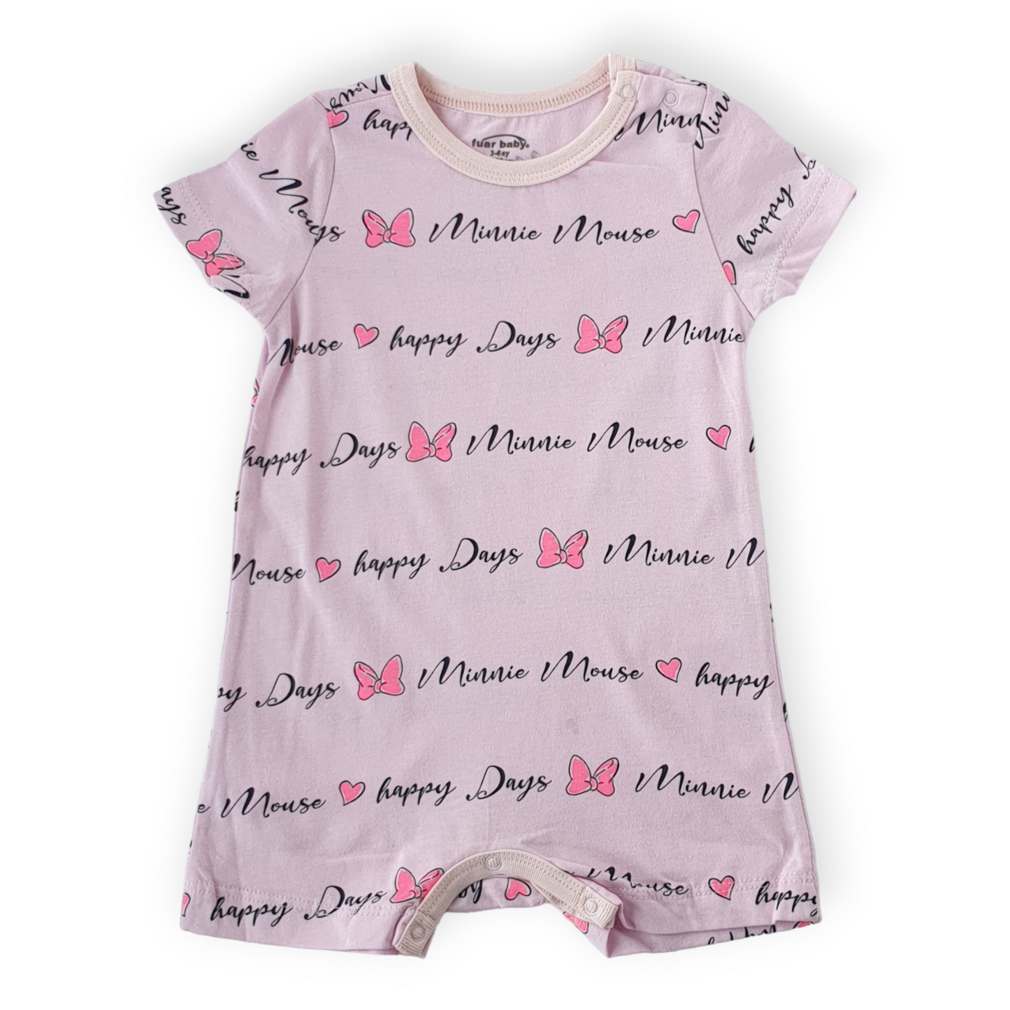 Happy Days Pink Romper-Catgirl, Catromper, Girl, Minnie Mouse, Pink, Romper, Short Sleeve, SS23-Fuar Baby-[Too Twee]-[Tootwee]-[baby]-[newborn]-[clothes]-[essentials]-[toys]-[Lebanon]