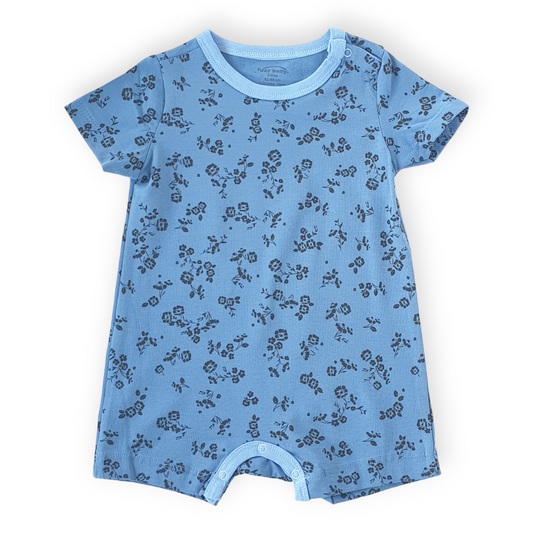 Floral Blue Romper-Black, Blue, Catgirl, Catromper, Flowers, Girl, Romper, Short Sleeve, SS23-Fuar Baby-[Too Twee]-[Tootwee]-[baby]-[newborn]-[clothes]-[essentials]-[toys]-[Lebanon]