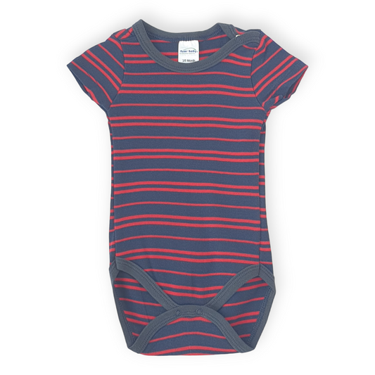 Navy and Red Striped Unisex Body-Blue, Body, Bodysuit, Boy, Catboy, Catgirl, Catunisex, Creeper, Girl, Navy, Onesie, Red, Short Sleeve, SS23-Fuar Baby-[Too Twee]-[Tootwee]-[baby]-[newborn]-[clothes]-[essentials]-[toys]-[Lebanon]