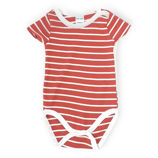 Maroon and White Striped Unisex Body-Body, Bodysuit, Boy, Catboy, Catgirl, Catunisex, Creeper, Girl, Maroon, Onesie, Red, Short Sleeve, SS23, White-Fuar Baby-[Too Twee]-[Tootwee]-[baby]-[newborn]-[clothes]-[essentials]-[toys]-[Lebanon]