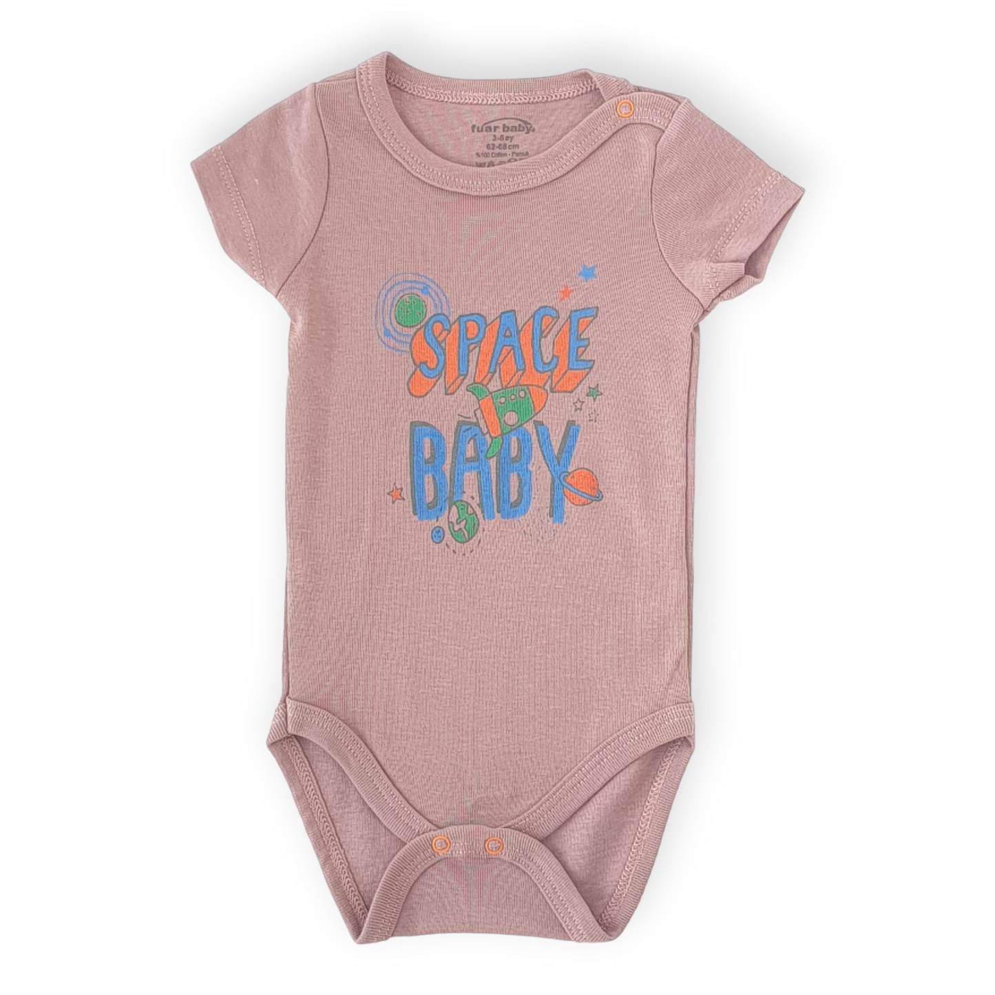 Space Baby Unisex Body-Body, Bodysuit, Boy, Catboy, Catgirl, Catunisex, Creeper, Girl, Onesie, Short Sleeve, Space, SS23-Fuar Baby-[Too Twee]-[Tootwee]-[baby]-[newborn]-[clothes]-[essentials]-[toys]-[Lebanon]