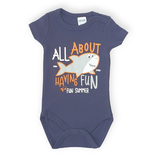 All About Having Fun Navy Body-Blue, Body, Bodysuit, Boy, Catboy, Catgirl, Catunisex, Creeper, Fun, Girl, Navy, Onesie, Shark, Short Sleeve, SS23, Summer-Fuar Baby-[Too Twee]-[Tootwee]-[baby]-[newborn]-[clothes]-[essentials]-[toys]-[Lebanon]