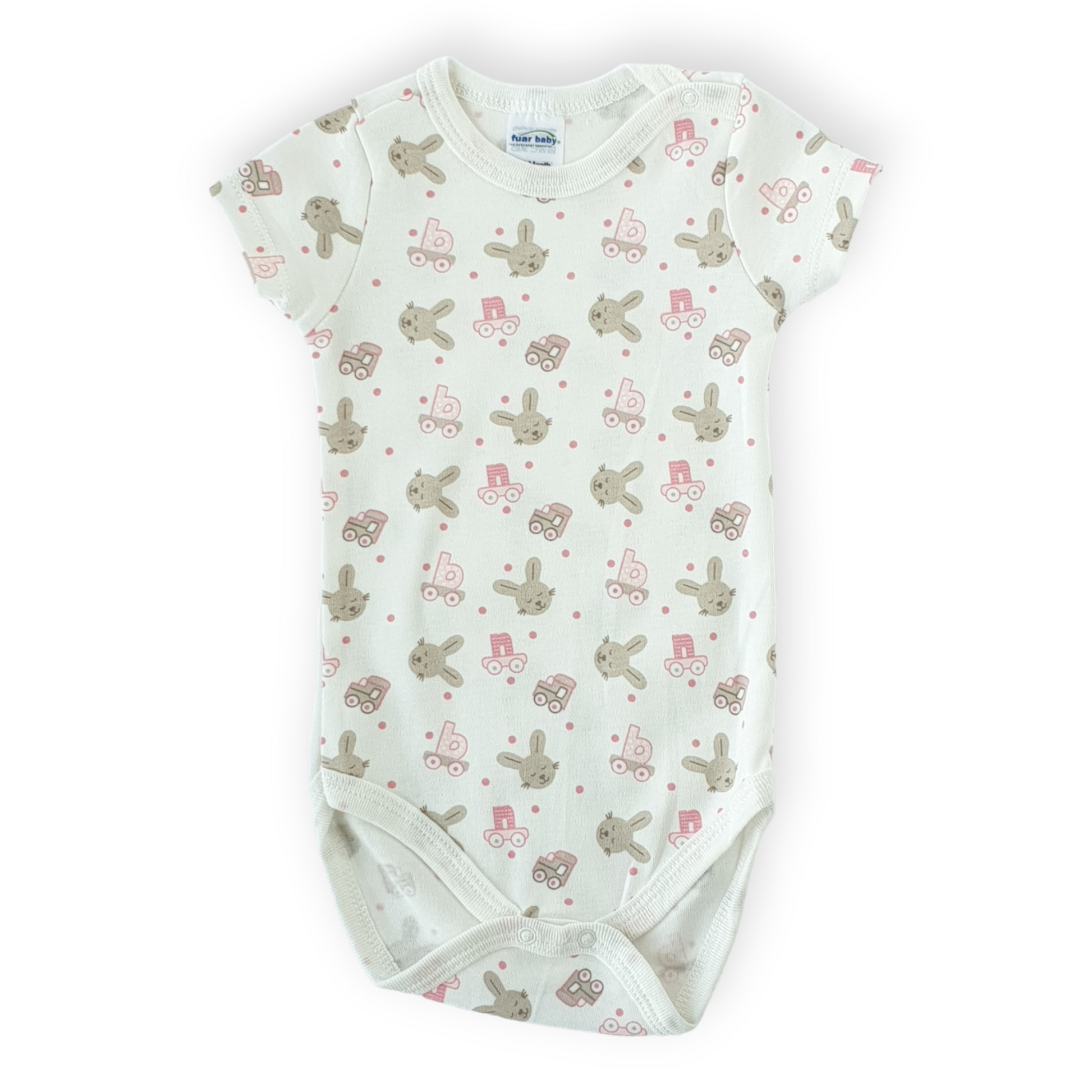 Pink Bunny Baby Girl Body-Body, Bodysuit, Catgirl, Creeper, Girl, Onesie, Pink, Short Sleeve, SS23, White-Fuar Baby-[Too Twee]-[Tootwee]-[baby]-[newborn]-[clothes]-[essentials]-[toys]-[Lebanon]