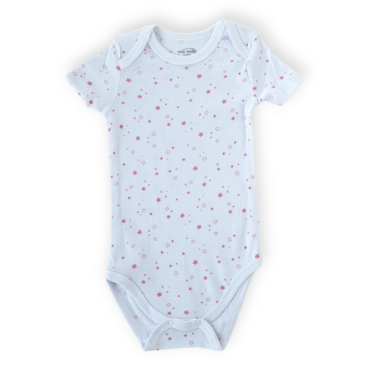 Pink and White Stars Body-Body, Bodysuit, Catgirl, Creeper, Girl, Onesie, Pink, Short Sleeve, SS23, Stars-Fuar Baby-[Too Twee]-[Tootwee]-[baby]-[newborn]-[clothes]-[essentials]-[toys]-[Lebanon]