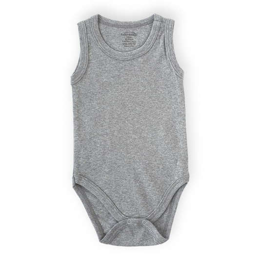 Basic Grey Body-Basic, Body, Bodysuit, Boy, Catboy, Catgirl, Catunisex, Creeper, Girl, Grey, Onesie, Plain, Sleeveless, SS23-Fuar Baby-[Too Twee]-[Tootwee]-[baby]-[newborn]-[clothes]-[essentials]-[toys]-[Lebanon]