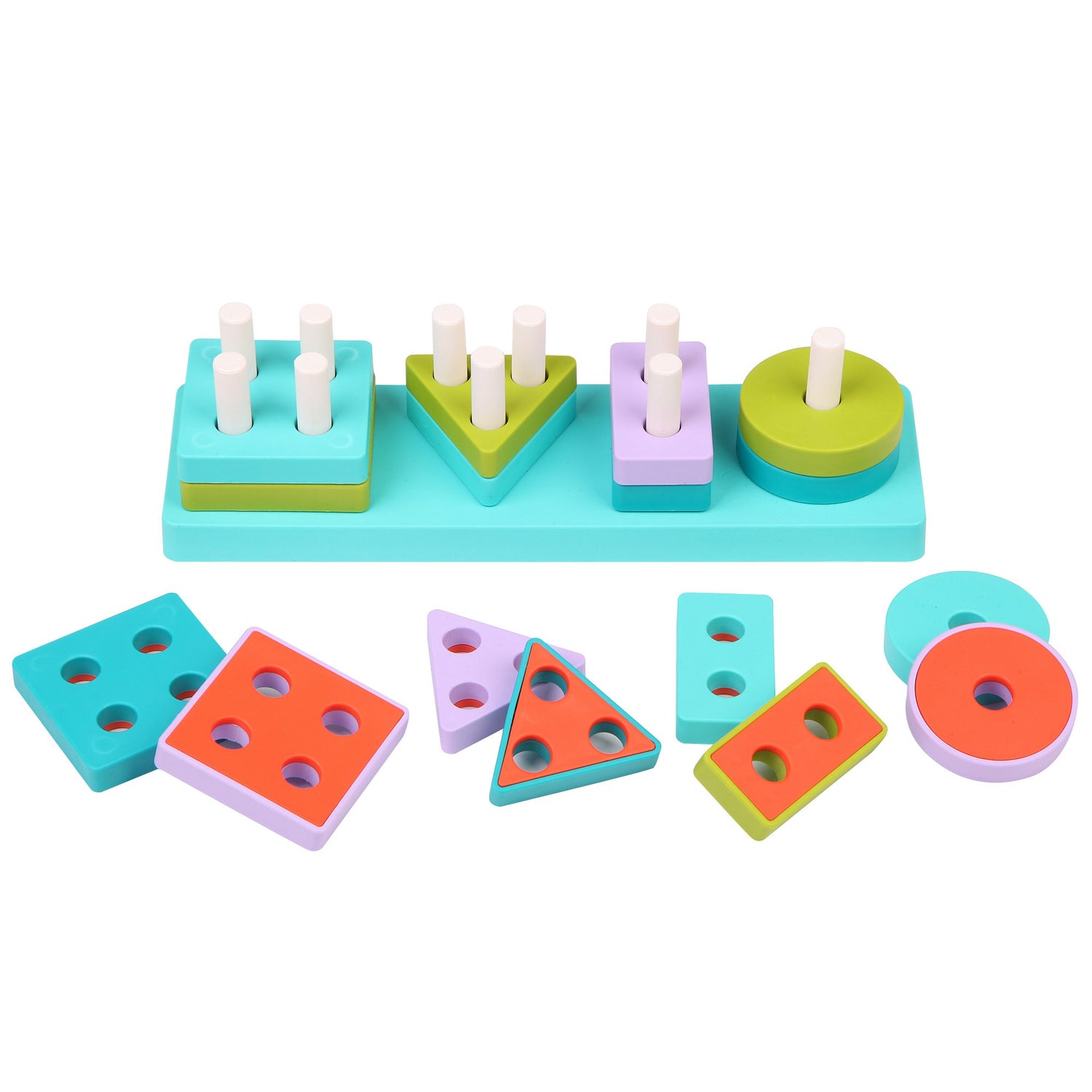 Stack and Sort Puzzle Board-catedu, Puzzle, Shape, Shapes, Skills, Sort, Sorter, Stack. Coordination-Let's Be Child-[Too Twee]-[Tootwee]-[baby]-[newborn]-[clothes]-[essentials]-[toys]-[Lebanon]