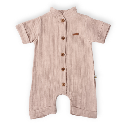Muslin Basic Pink Romper-Catgirl, Catromper, Girl, Hearts, Pink, Romper, Short Sleeve, SS23-Little Life-[Too Twee]-[Tootwee]-[baby]-[newborn]-[clothes]-[essentials]-[toys]-[Lebanon]