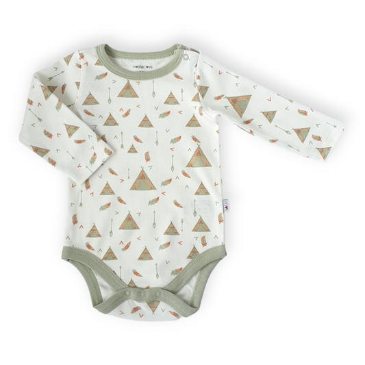 Organic Cotton Camping Off-White Long Sleeve Body-Body, Bodysuit, Boy, Catboy, Catgirl, Catunisex, Creeper, Girl, Long sleeve, Off-white, Onesie, SS23, Tent, White-Mother Love-[Too Twee]-[Tootwee]-[baby]-[newborn]-[clothes]-[essentials]-[toys]-[Lebanon]