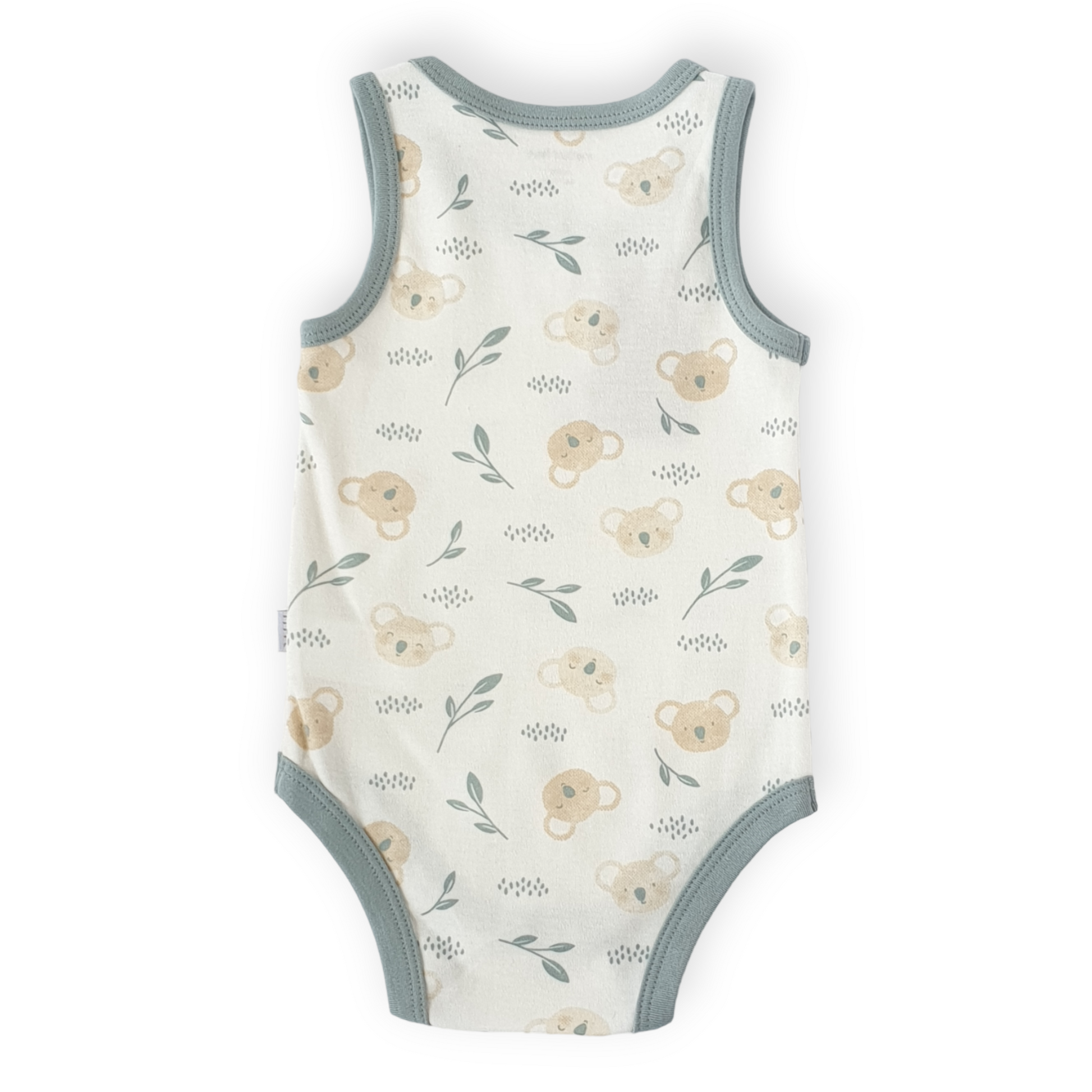 Organic Cotton Koala Sleeveless Body-Blue, Body, Bodysuit, Boy, Catboy, Catgirl, Catunisex, Creeper, Girl, Koala, Leaves, Onesie, Sleeveless, SS23, White-Mother Love-[Too Twee]-[Tootwee]-[baby]-[newborn]-[clothes]-[essentials]-[toys]-[Lebanon]