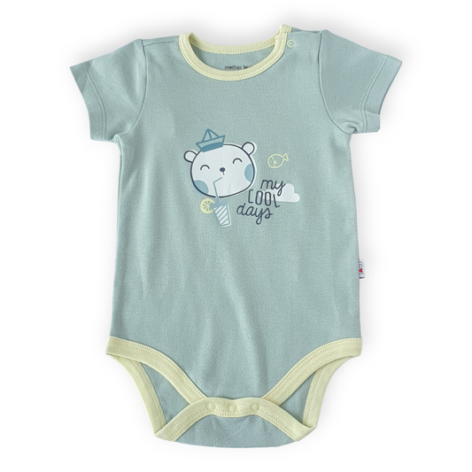 Organic Cotton My Cool Days Green Body-Body, Bodysuit, Boy, Catboy, Catgirl, Catunisex, Cloud, Cool, Creeper, Girl, Green, Onesie, Short sleeve, SS23-Mother Love-[Too Twee]-[Tootwee]-[baby]-[newborn]-[clothes]-[essentials]-[toys]-[Lebanon]