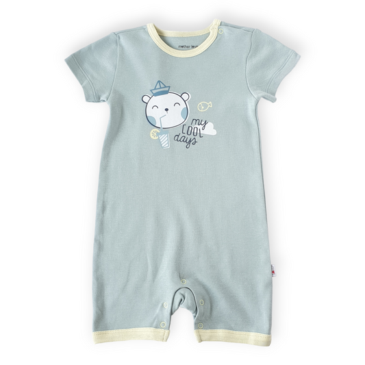 Organic Cotton My Cool Days Romper-Boy, Catboy, Catgirl, Catromper, Catunisex, Cloud, Cool, Girl, Green, Romper, Short sleeve, SS23-Mother Love-[Too Twee]-[Tootwee]-[baby]-[newborn]-[clothes]-[essentials]-[toys]-[Lebanon]