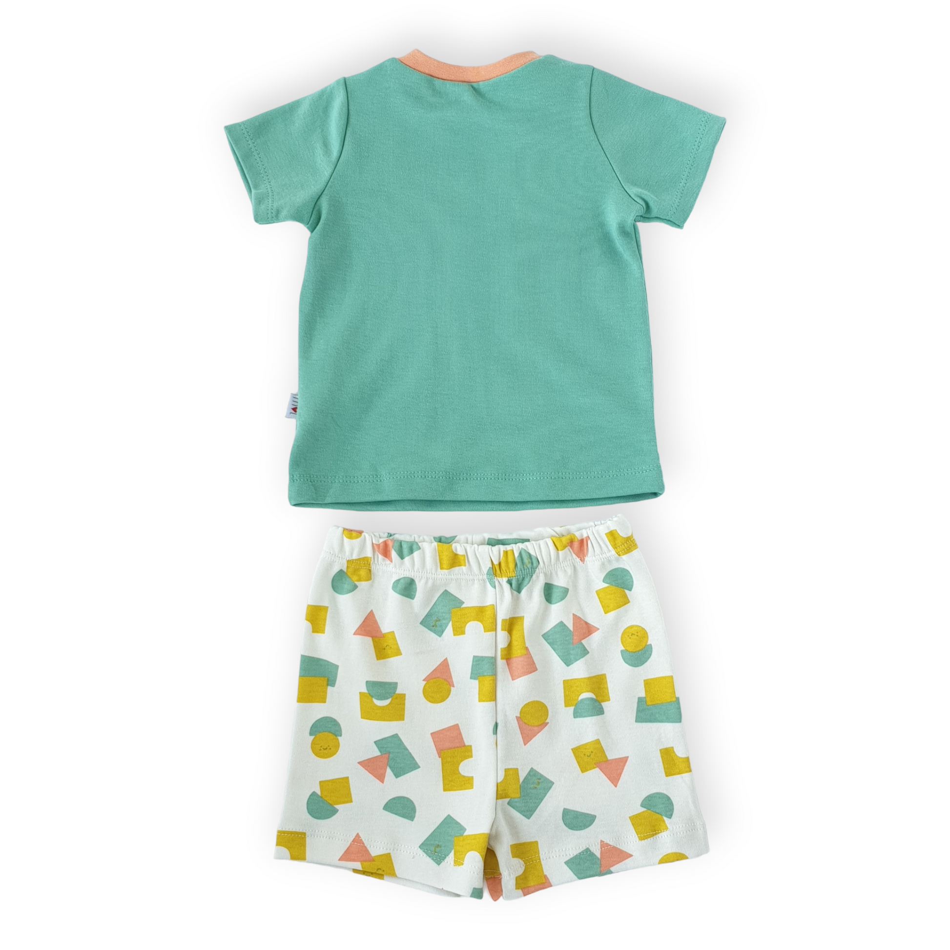 Learning Shapes Colorful Set-Boy, Catboy, Catgirl, Catset2pcs, Girl, Green, Learn, Set, Shapes, Short sleeve, Shorts, SS23, Top, White-Mother Love-[Too Twee]-[Tootwee]-[baby]-[newborn]-[clothes]-[essentials]-[toys]-[Lebanon]