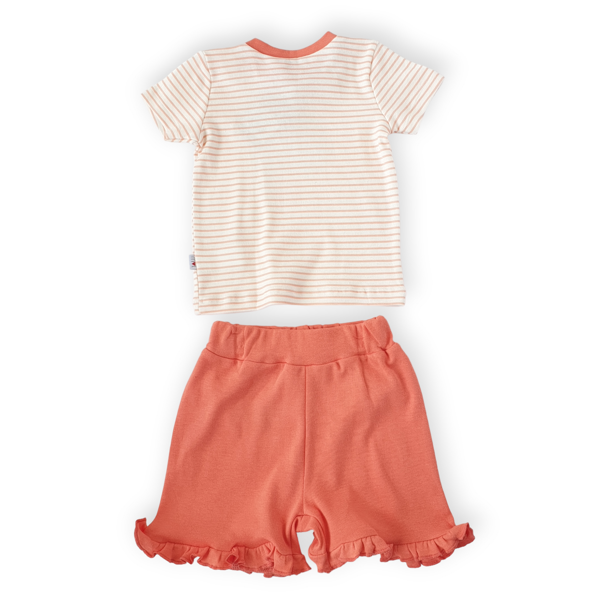 Organic Cotton Sea You Striped Set-Catgirl, Catset2pcs, Girl, Pink, Sea, Set, Short sleeve, Shorts, SS23, Striped, Top-Mother Love-[Too Twee]-[Tootwee]-[baby]-[newborn]-[clothes]-[essentials]-[toys]-[Lebanon]