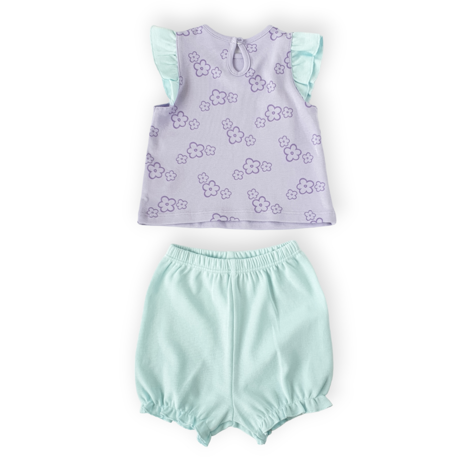 Bees and Flowers Baby Girl Set-Bee, Blue, Catgirl, Catset2pcs, Flower, Girl, Purple, Set, Short sleeve, Shorts, SS23, Top-Mother Love-[Too Twee]-[Tootwee]-[baby]-[newborn]-[clothes]-[essentials]-[toys]-[Lebanon]