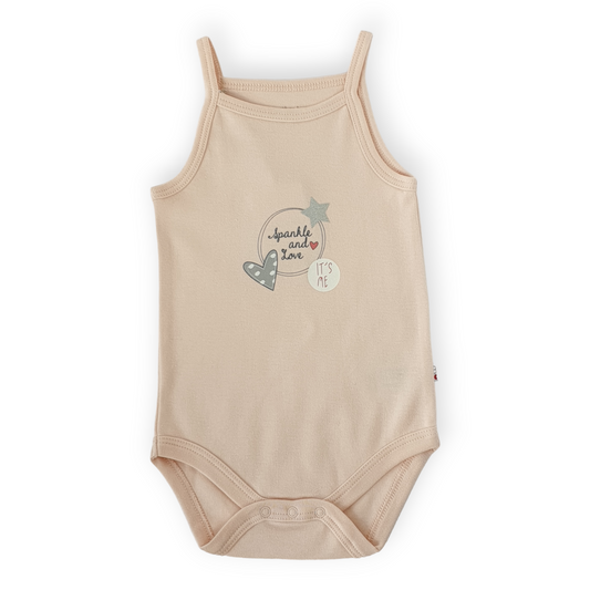 Sparkle and Love Baby Girl Body with Straps-Body, Bodysuit, Catgirl, Creeper, Girl, Love, Onesie, Pink, Sparkle, SS23, Straps-Mother Love-[Too Twee]-[Tootwee]-[baby]-[newborn]-[clothes]-[essentials]-[toys]-[Lebanon]
