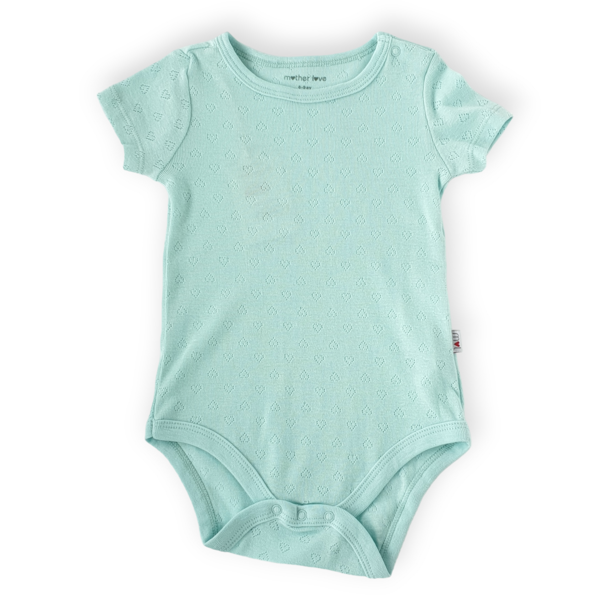 Cyan Hearts Short Sleeve Body-Body, Bodysuit, Catgirl, Creeper, Cyan, Girl, Heart, Onesie, Short sleeve, SS23-Mother Love-[Too Twee]-[Tootwee]-[baby]-[newborn]-[clothes]-[essentials]-[toys]-[Lebanon]