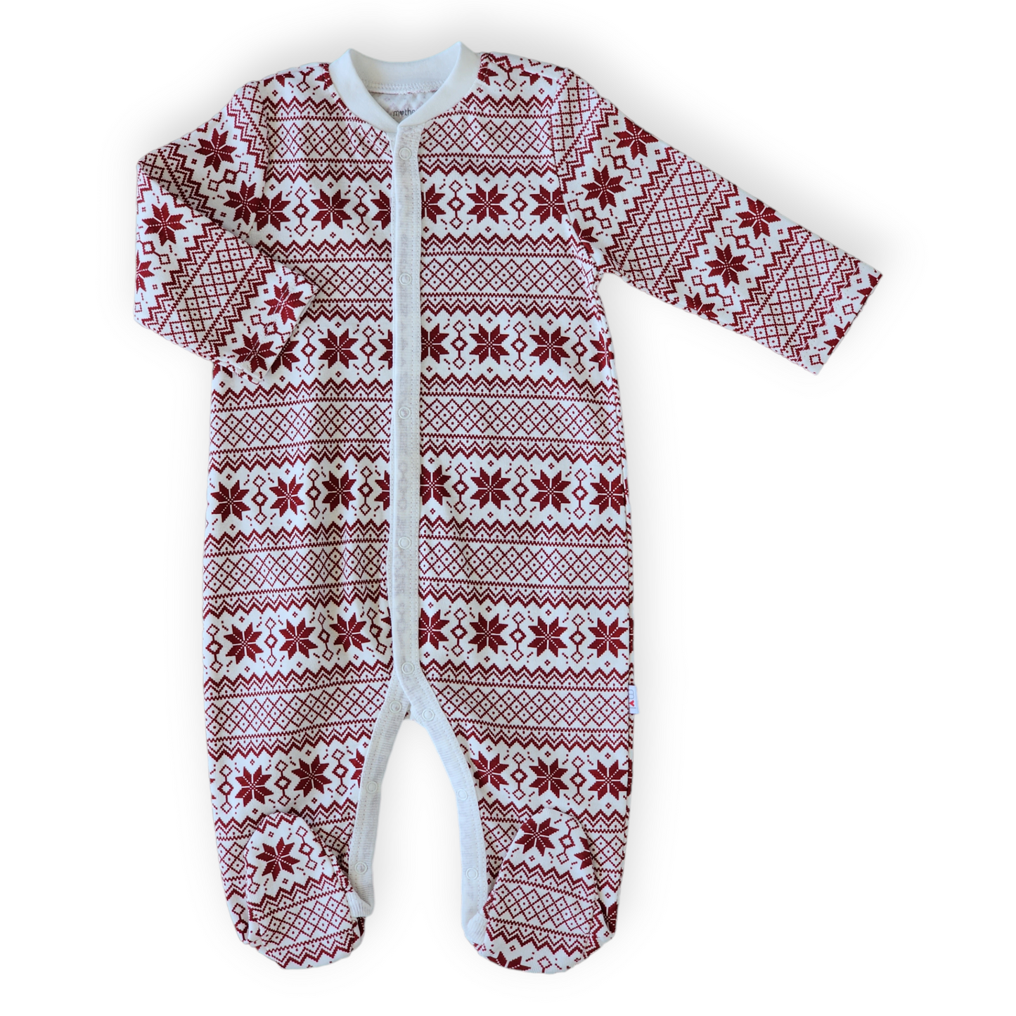 Wintery Pattern Jumpsuit-Boy, catboy, catgirl, catunisex, Footed, FW23, Girl, Jumpsuit, Long sleeve, Off-white, Overall, Ref, Unisex, White, Winter-Mother Love-[Too Twee]-[Tootwee]-[baby]-[newborn]-[clothes]-[essentials]-[toys]-[Lebanon]