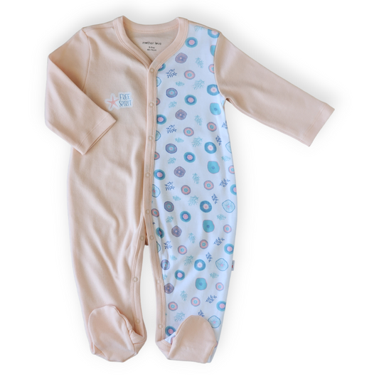 Organic Cotton Free Spirit Jumpsuit-catgirl, Coral, Footed, FW23, Girl, Jumpsuit, Long sleeve, Overall, Pink, Reef, Salmon, Sea-Mother Love-[Too Twee]-[Tootwee]-[baby]-[newborn]-[clothes]-[essentials]-[toys]-[Lebanon]