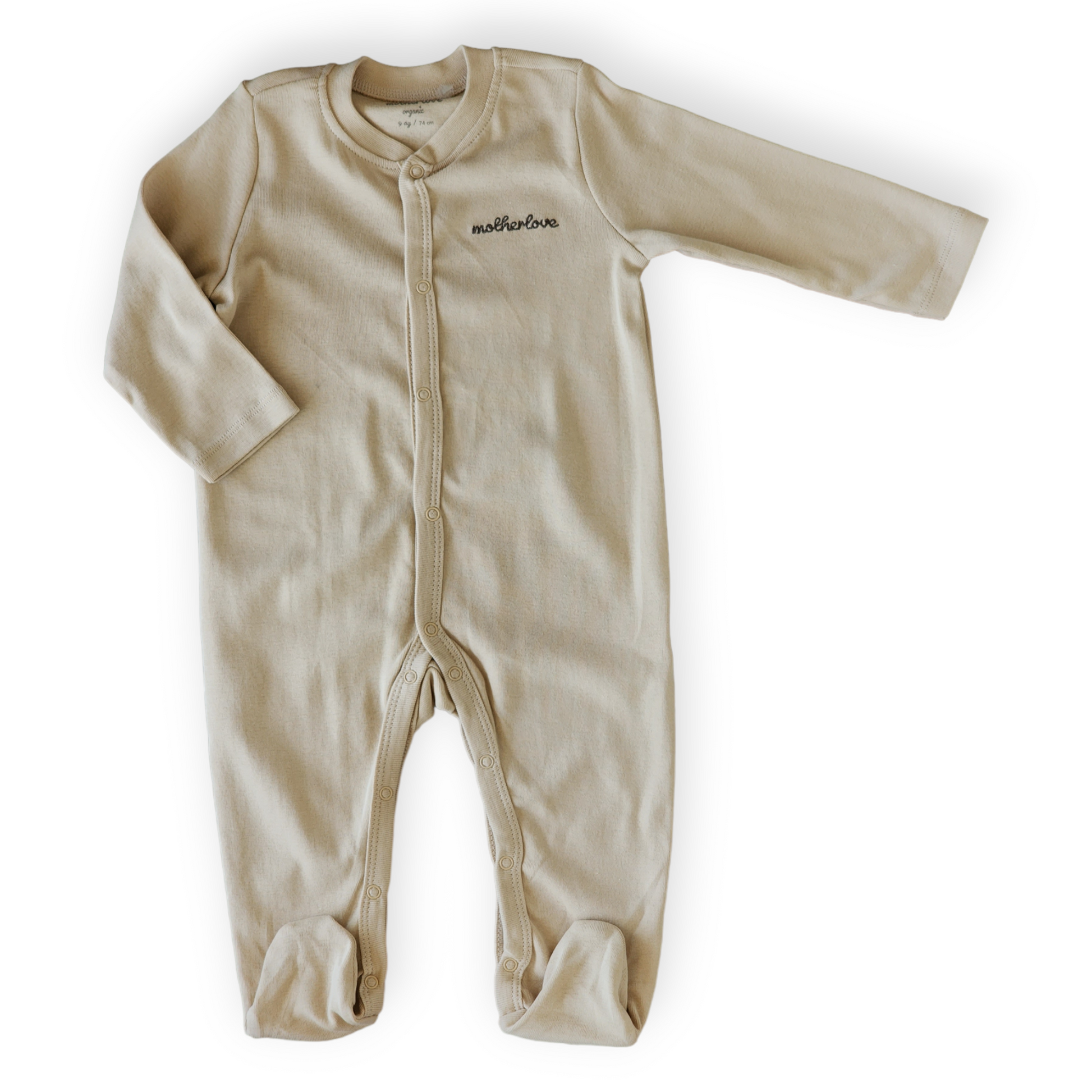 Organic Cotton Basic Beige Jumpsuit-Basic, Beige, Boy, Brown, catboy, catgirl, catunisex, Footed, FW23, Girl, Jumpsuit, Long sleeve, Overall, Unisex-Mother Love-[Too Twee]-[Tootwee]-[baby]-[newborn]-[clothes]-[essentials]-[toys]-[Lebanon]