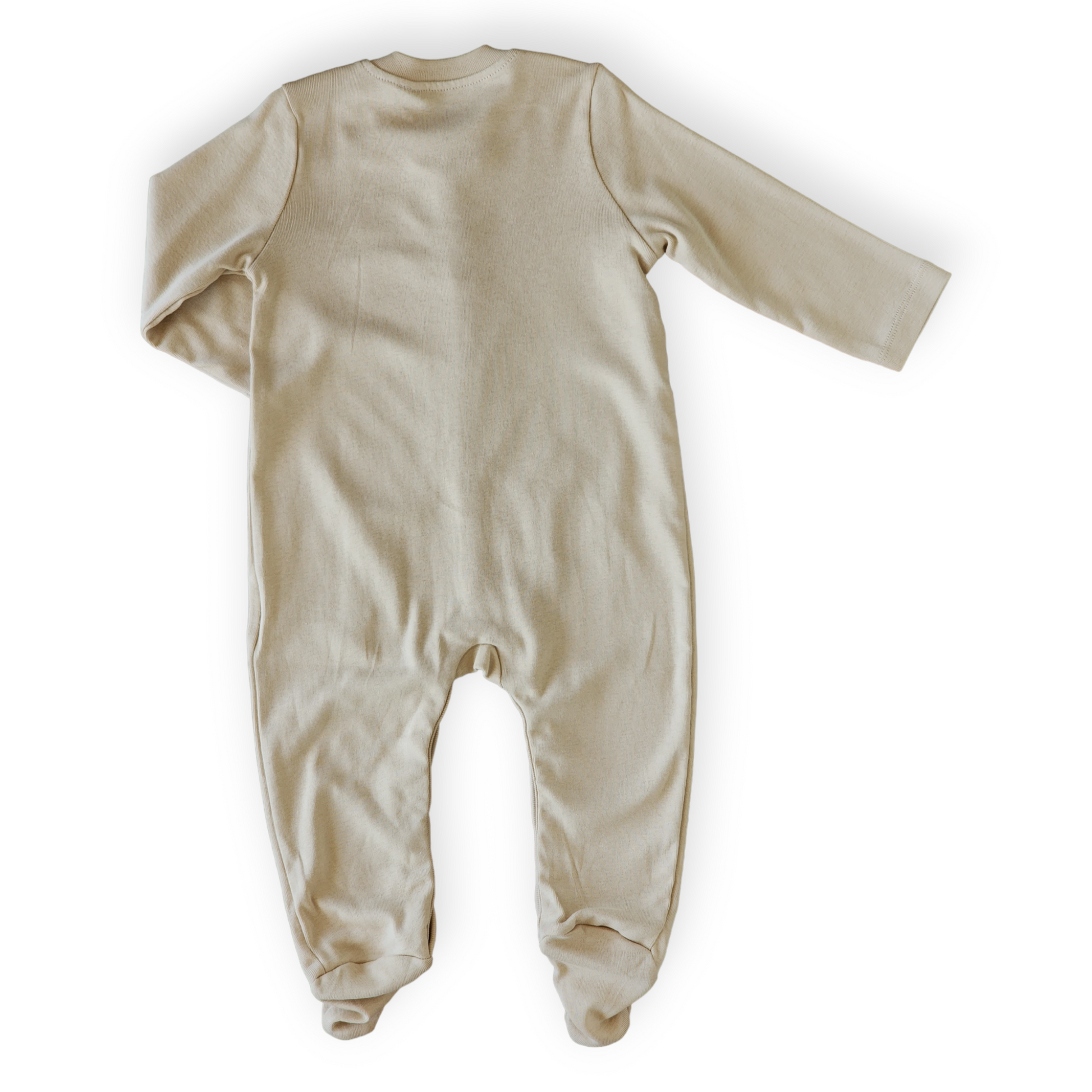 Organic Cotton Basic Beige Jumpsuit-Basic, Beige, Boy, Brown, catboy, catgirl, catunisex, Footed, FW23, Girl, Jumpsuit, Long sleeve, Overall, Unisex-Mother Love-[Too Twee]-[Tootwee]-[baby]-[newborn]-[clothes]-[essentials]-[toys]-[Lebanon]