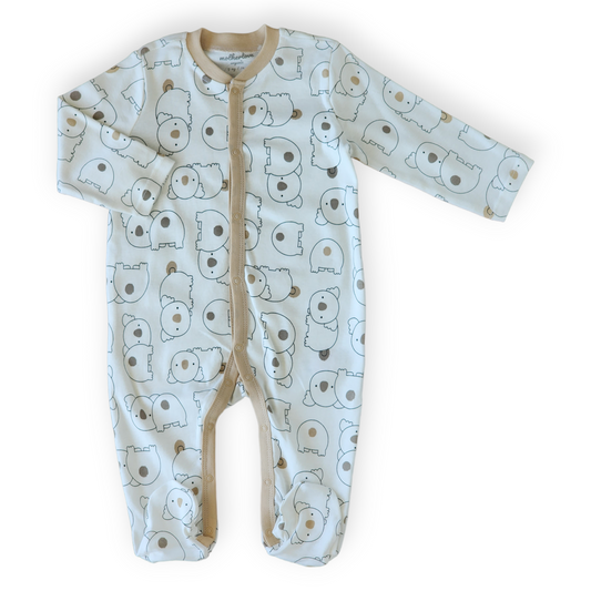 Organic Cotton Koala Pattern Jumpsuit-Bear, Boy, catboy, Footed, FW23, Jumpsuit, Koala, Long sleeve, Overall-Mother Love-[Too Twee]-[Tootwee]-[baby]-[newborn]-[clothes]-[essentials]-[toys]-[Lebanon]