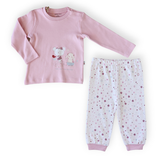 Organic Cotton Happy Together Set-Bike, catgirl, catset2pcs, FW23, Girl, Happy, Long sleeve, Pink, Rabbit, Salmon, Set, Together-Mother Love-[Too Twee]-[Tootwee]-[baby]-[newborn]-[clothes]-[essentials]-[toys]-[Lebanon]