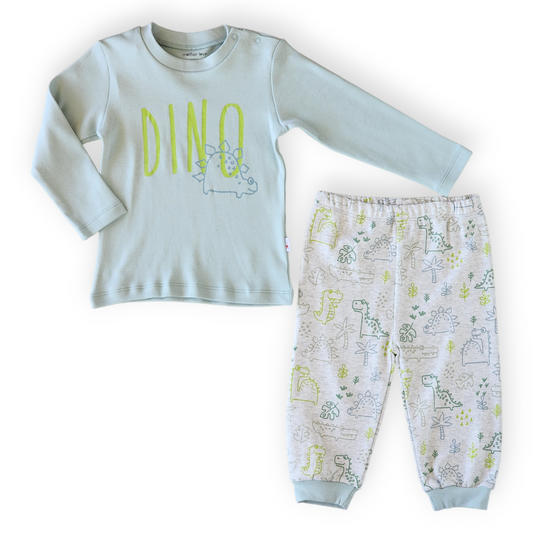 Organic Cotton Dino Set-Boy, catboy, catset2pcs, Dino, Dinosaur, FW23, Green, Long sleeve, Plant, Set, Tree-Mother Love-[Too Twee]-[Tootwee]-[baby]-[newborn]-[clothes]-[essentials]-[toys]-[Lebanon]