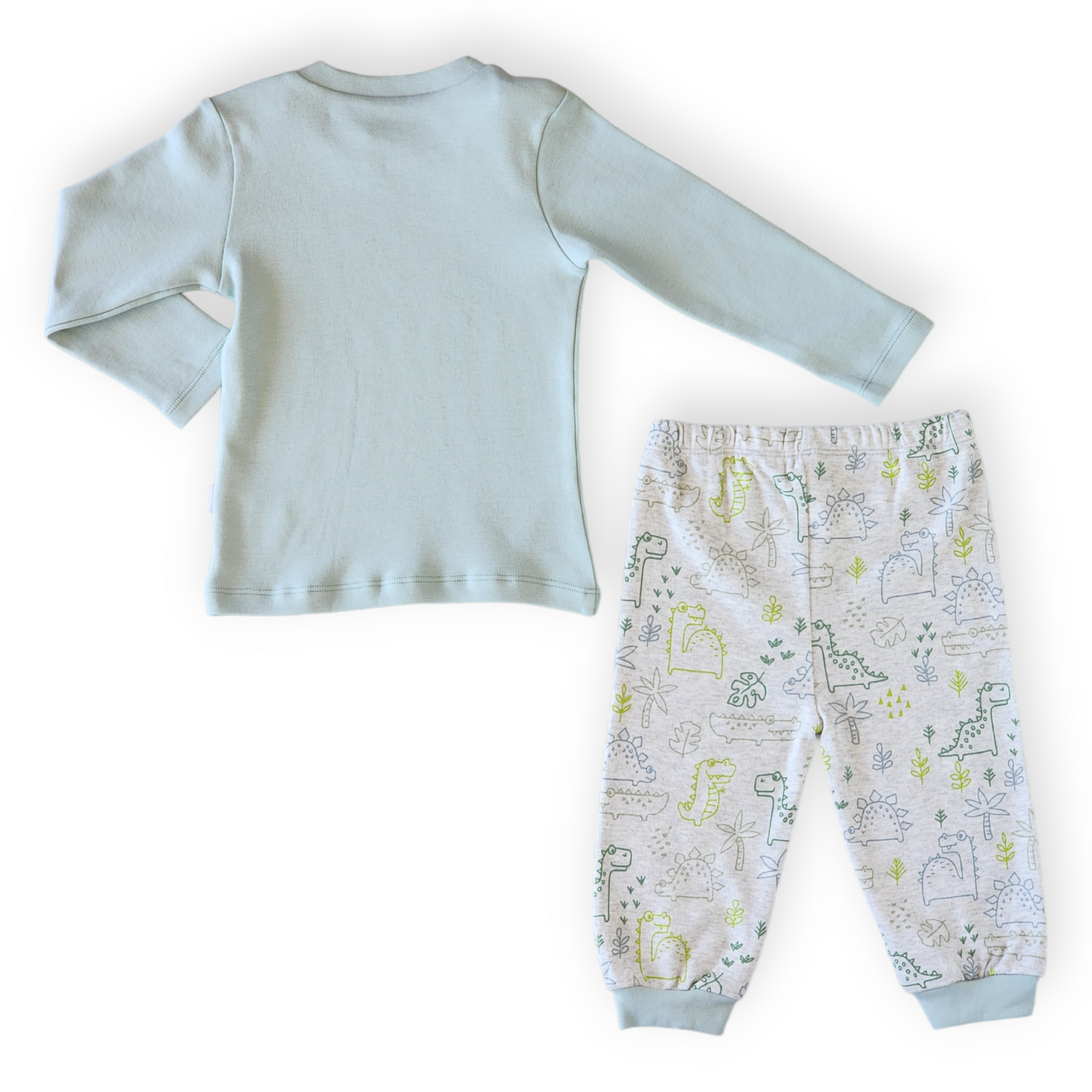 Organic Cotton Dino Set-Boy, catboy, catset2pcs, Dino, Dinosaur, FW23, Green, Long sleeve, Plant, Set, Tree-Mother Love-[Too Twee]-[Tootwee]-[baby]-[newborn]-[clothes]-[essentials]-[toys]-[Lebanon]