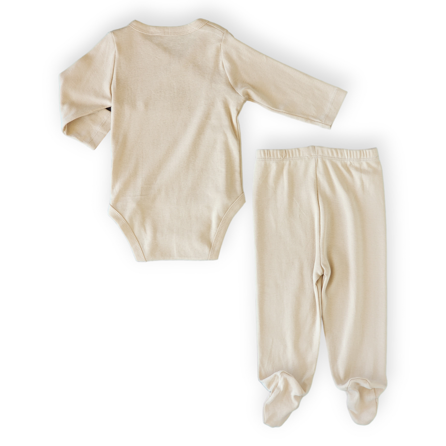 Organic Cotton Basic Beige Wrapover Set-Basic, Beige, Body, Bodysuit, Boy, Brown, catboy, catgirl, catset2pcs, catunisex, Creeper, FW23, Girl, Long sleeve, Onesie, Pants, Set, Unisex, Wrapover-Mother Love-[Too Twee]-[Tootwee]-[baby]-[newborn]-[clothes]-[essentials]-[toys]-[Lebanon]