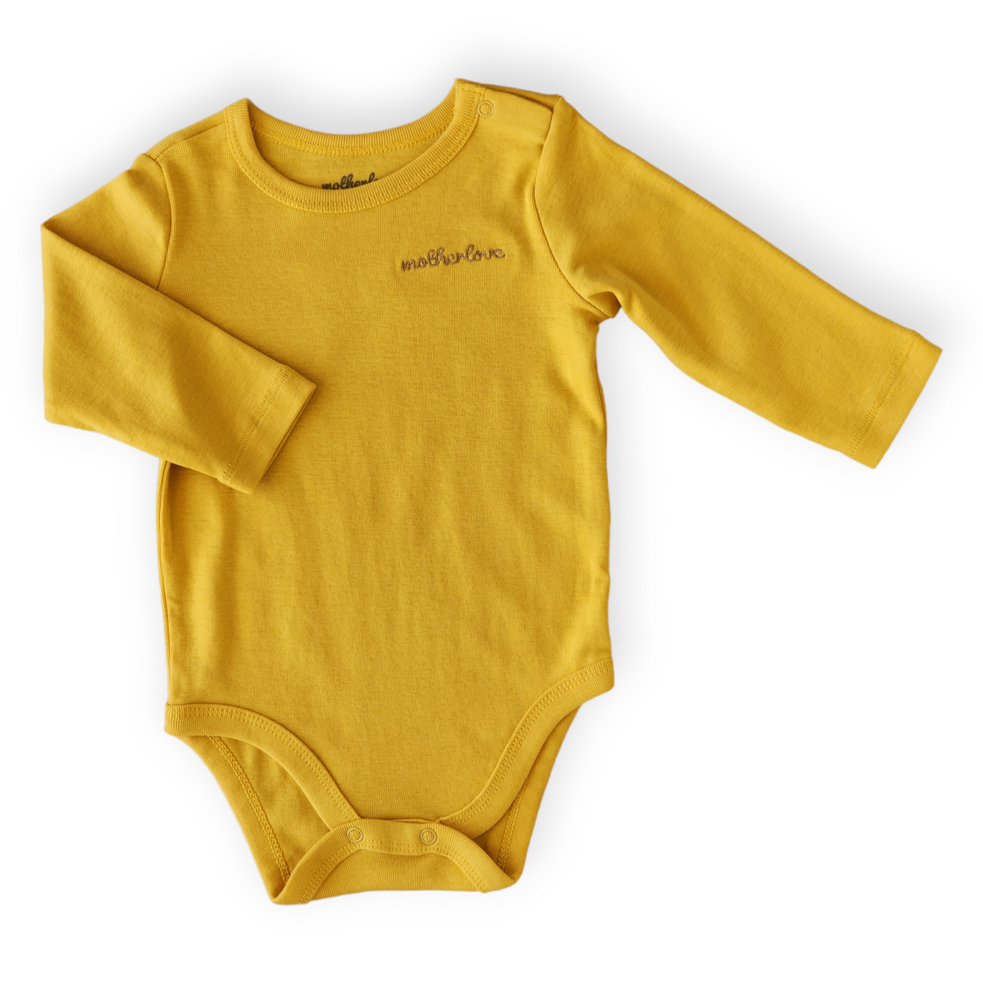 Organic Cotton Mustard Basic Body-Basic, Body, Bodysuit, Boy, catboy, catgirl, catunisex, Creeper, FW23, Girl, Long sleeve, Mustard, Onesie, Unisex, Yellow-Mother Love-[Too Twee]-[Tootwee]-[baby]-[newborn]-[clothes]-[essentials]-[toys]-[Lebanon]