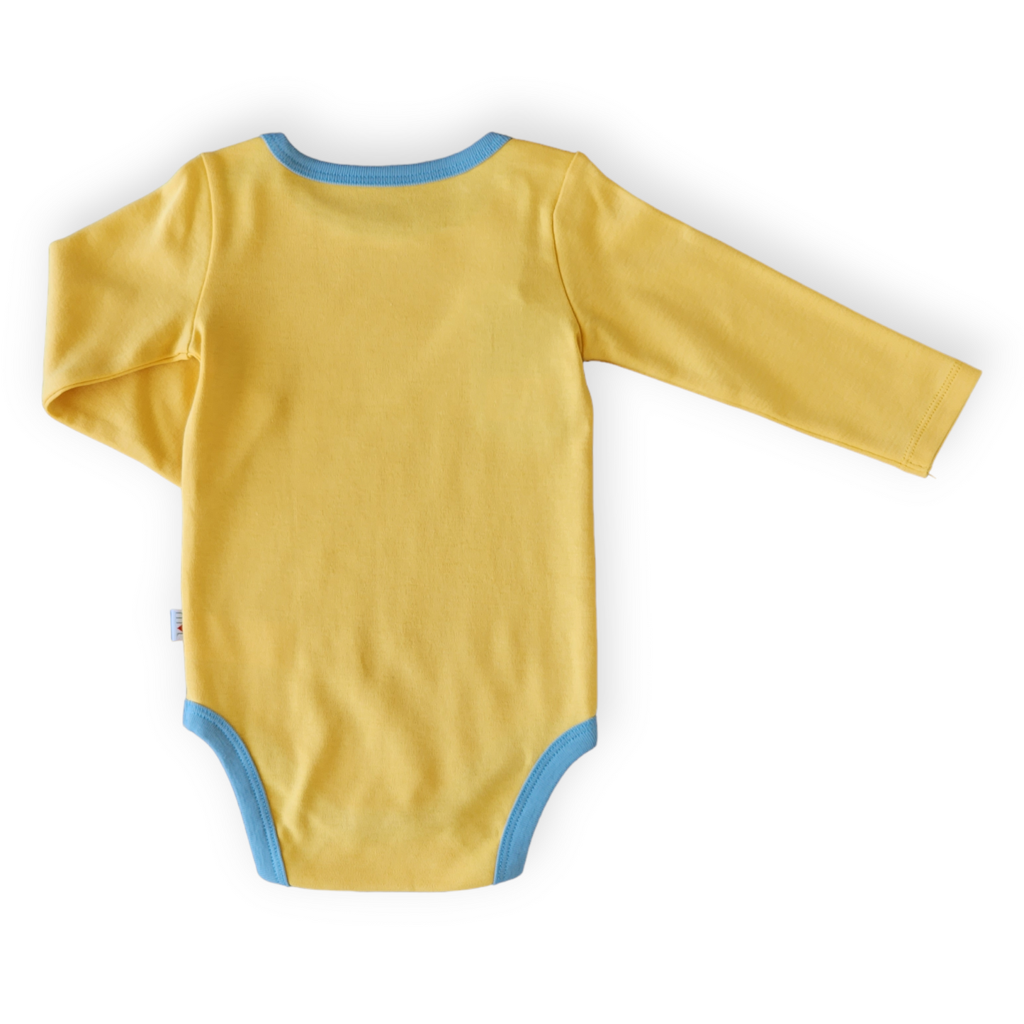 Organic Cotton Yellow and Blue Basic Body-Basic, Beige, Blue, Body, Bodysuit, Boy, catboy, Creeper, FW23, Long sleeve, Onesie, Yellow-Mother Love-[Too Twee]-[Tootwee]-[baby]-[newborn]-[clothes]-[essentials]-[toys]-[Lebanon]