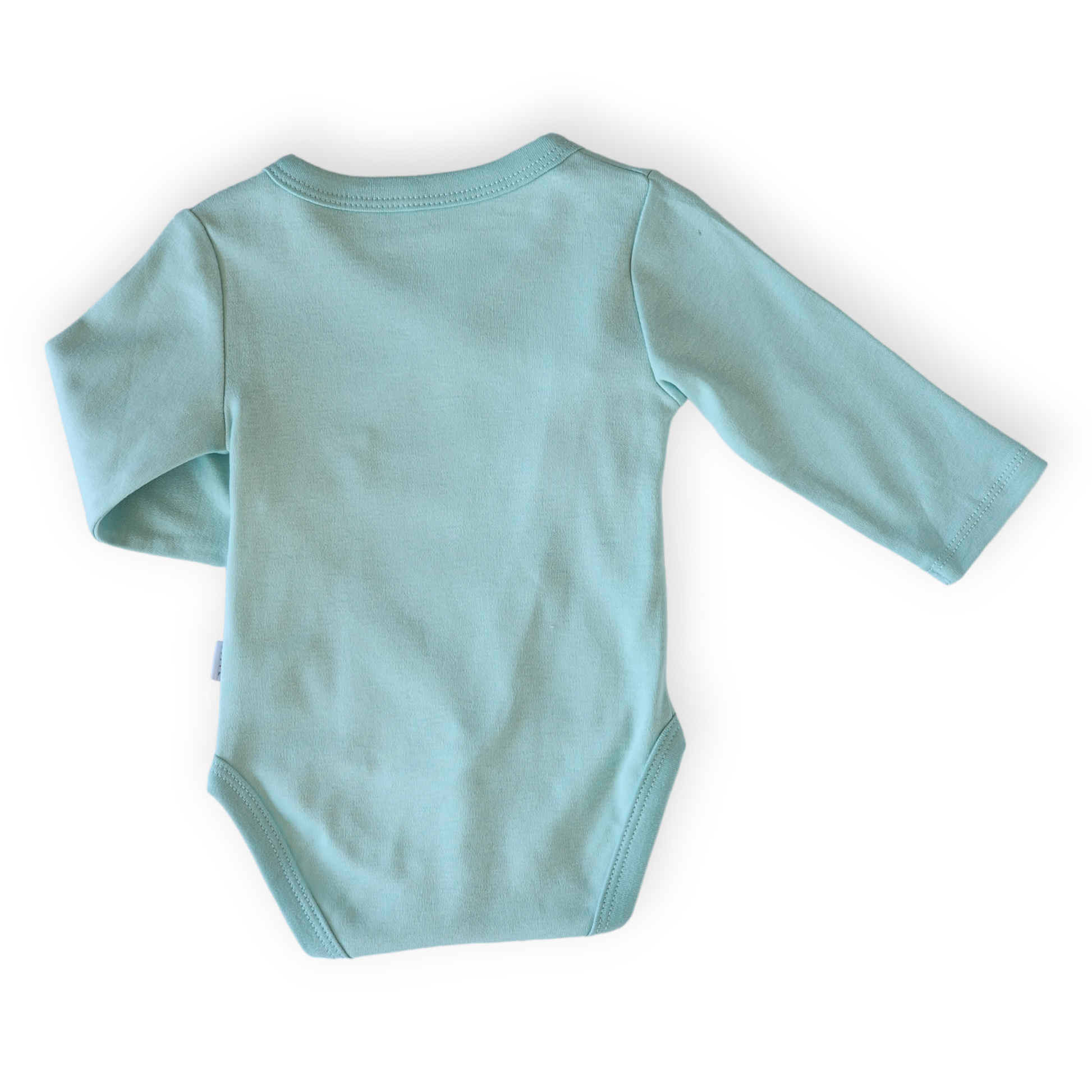 Organic Cotton Basic Cyan Wrapover Body-Basic, Body, Bodysuit, Boy, catboy, catgirl, catunisex, Creeper, Cyan, FW23, Girl, Long sleeve, Onesie, Unisex, Wrapover-Mother Love-[Too Twee]-[Tootwee]-[baby]-[newborn]-[clothes]-[essentials]-[toys]-[Lebanon]