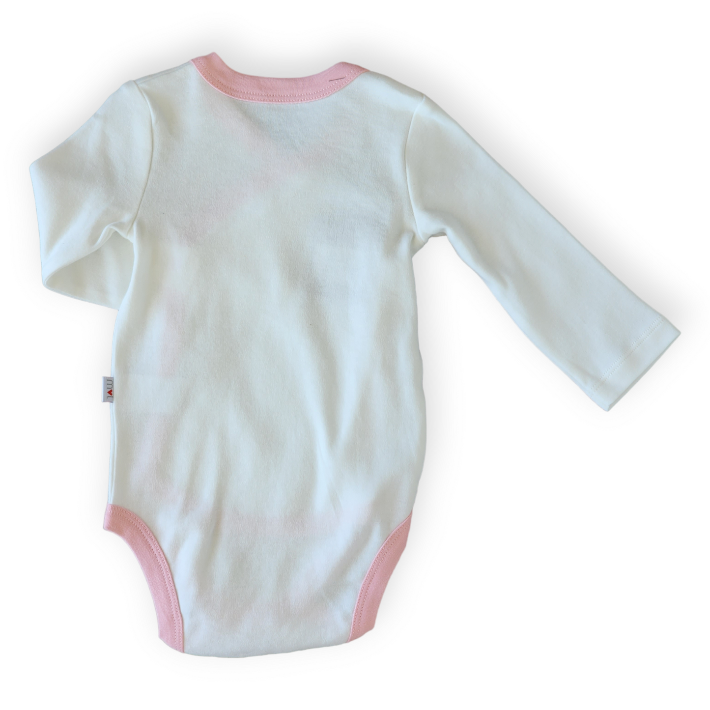 Organic Cotton Pink Pirates Club Wrapover Body-Body, Bodysuit, catgirl, Club, Creeper, FW23, Girl, Long sleeve, Onesie, Pink, Pirates, White, Wrapover-Mother Love-[Too Twee]-[Tootwee]-[baby]-[newborn]-[clothes]-[essentials]-[toys]-[Lebanon]
