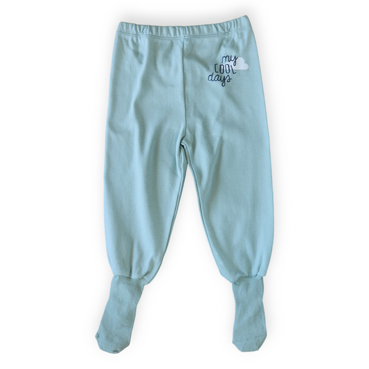Organic Cotton Cyan My Cool Days Pants-Boy, catboy, catgirl, catpants, catunisex, Cool, Cyan, Days, Footed, FW23, Girl, Pants, Unisex-Mother Love-[Too Twee]-[Tootwee]-[baby]-[newborn]-[clothes]-[essentials]-[toys]-[Lebanon]