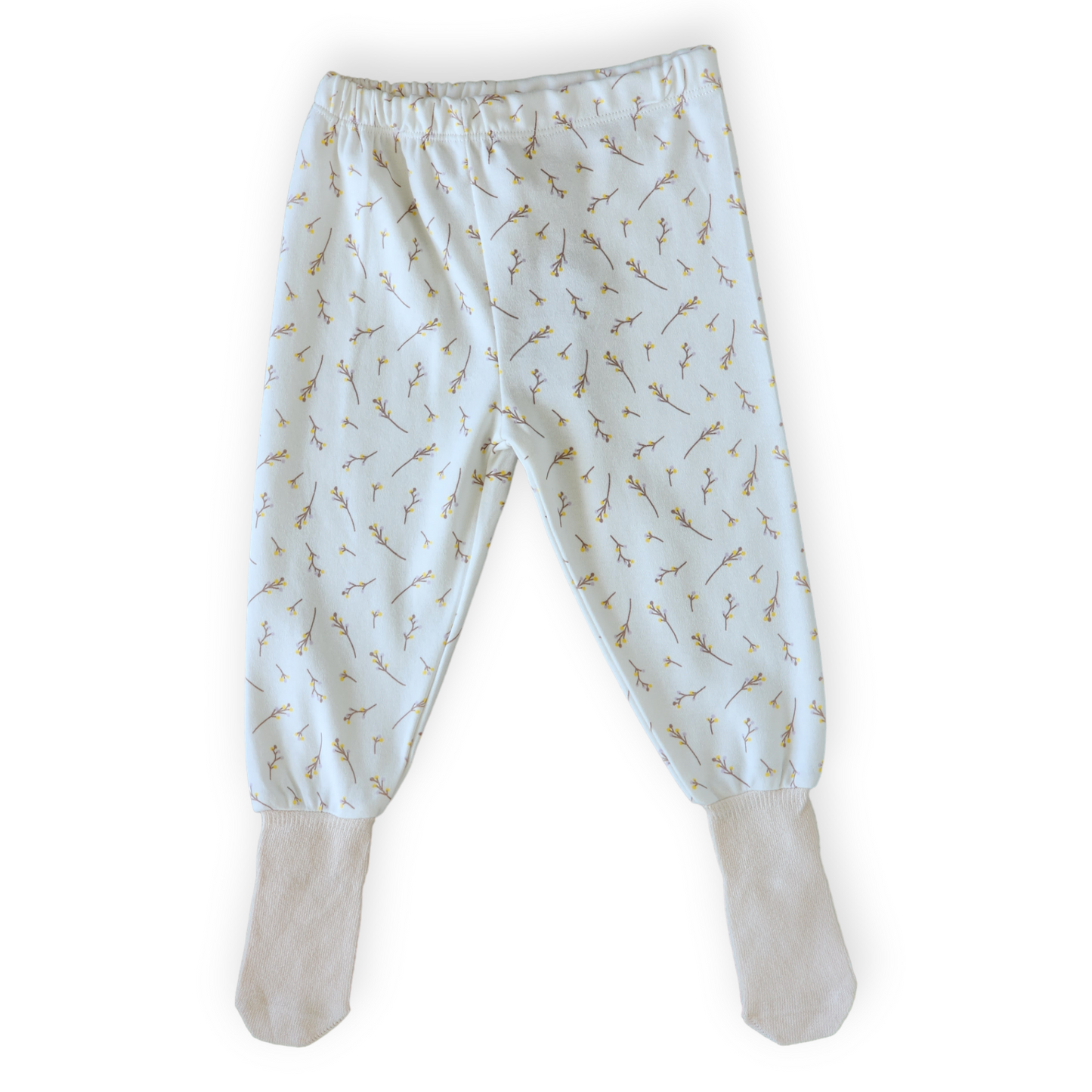 Organic Cotton Twigs Pattern Pants-catgirl, catpants, Coral, Footed, FW23, Girl, Off-white, Pants, Pink, Reef, Sea, Twigs, white-Mother Love-[Too Twee]-[Tootwee]-[baby]-[newborn]-[clothes]-[essentials]-[toys]-[Lebanon]