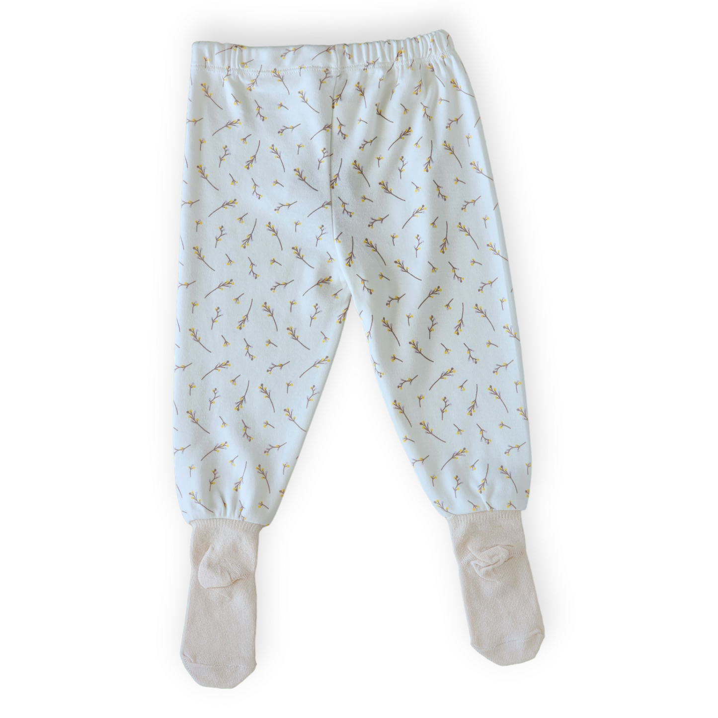 Organic Cotton Twigs Pattern Pants-catgirl, catpants, Coral, Footed, FW23, Girl, Off-white, Pants, Pink, Reef, Sea, Twigs, white-Mother Love-[Too Twee]-[Tootwee]-[baby]-[newborn]-[clothes]-[essentials]-[toys]-[Lebanon]
